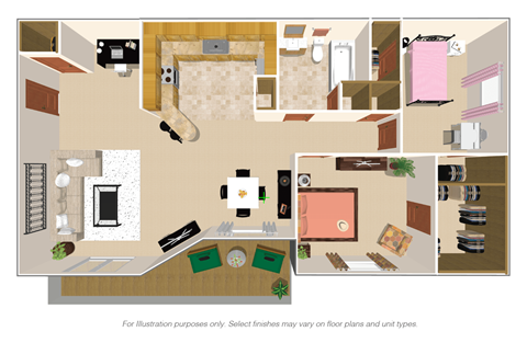 Floor plan for 2 beds, 1 bath, 1025 sqft